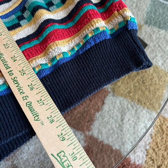 90s Lago Made In Italy Multi-Colored Coogi Style 3D Sweater 23.5x28” - Picture 6 of 7